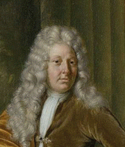 Detail van een schilderij door Willem van Mieris (1728)