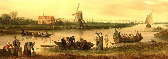 Gezicht op de Vliet bij Voorschoten met huis Oostbos door Jan van Goyen